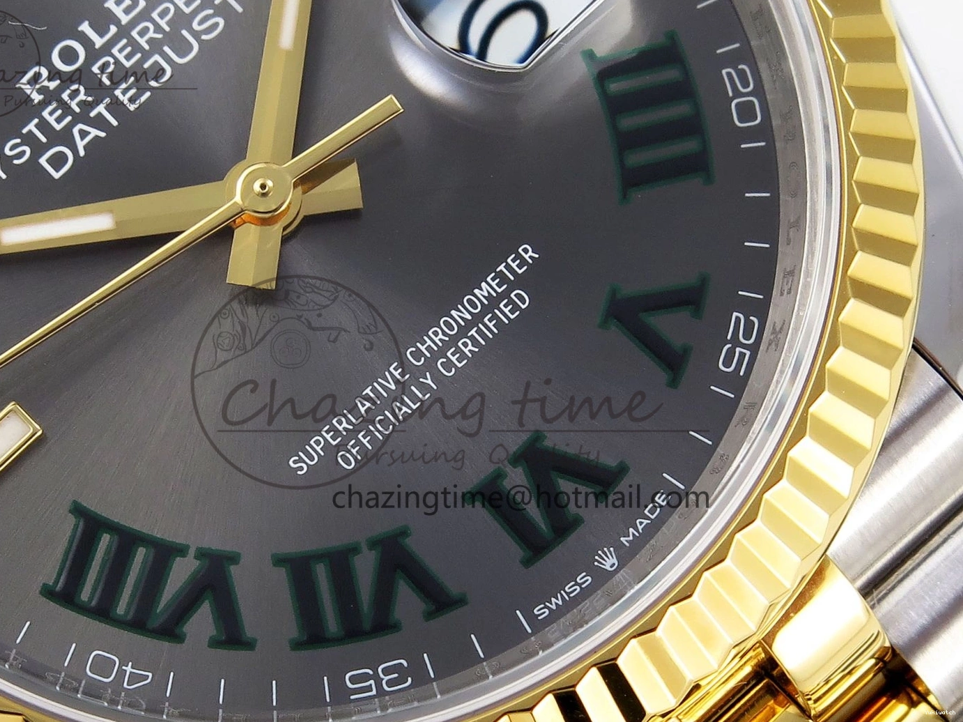 Bracelet Marker SS DateJust VSF VS3235 36 YG Roman 904L 126233 Edition 1:1 Steel Best Green Jubilee Gray on Dial 0211